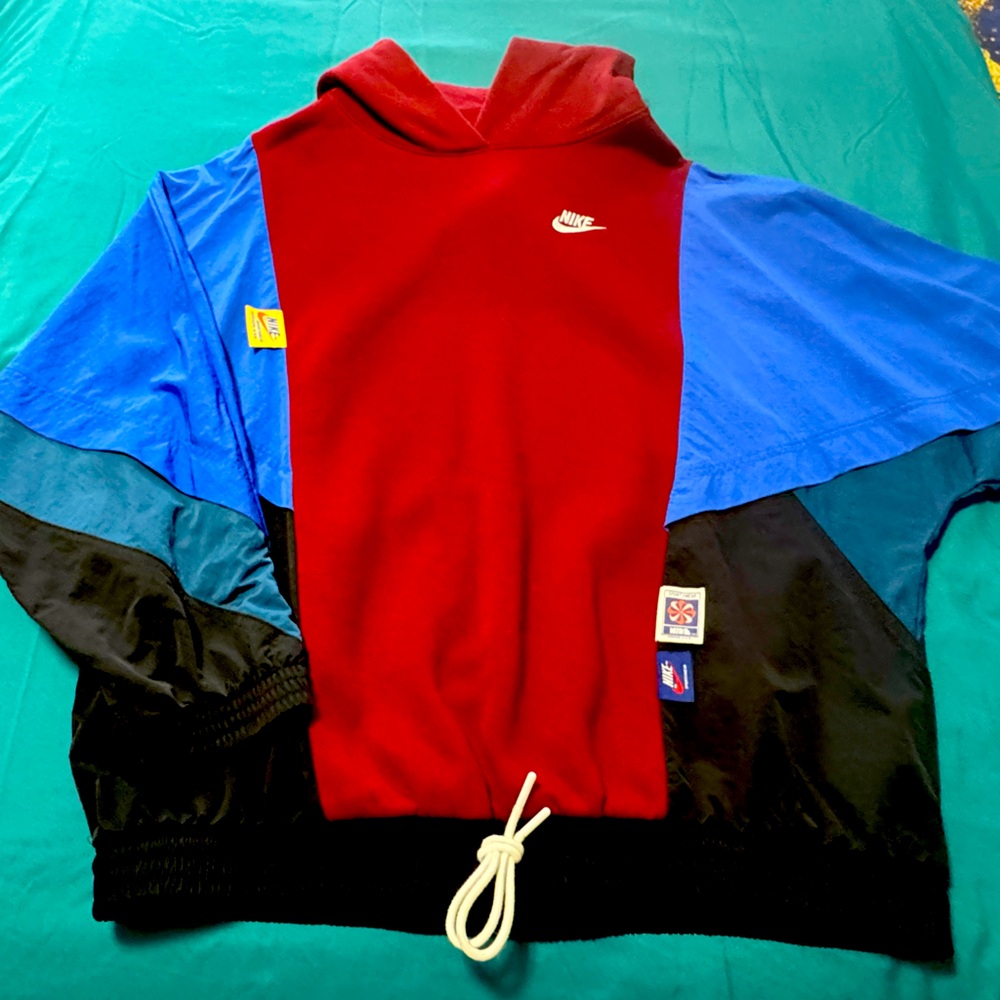 Nike Sportswear Flight and Fleece Sweatshirt Medium Burgundy and Blue